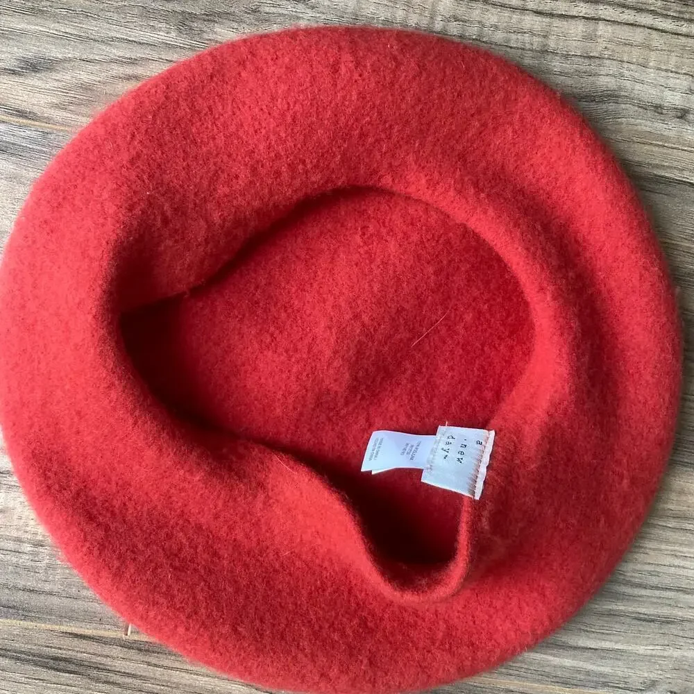 Lot Wool Beret Shawl Scarf Wrap Floral Embroider Orange-Red Pumpkin Fall Y'all